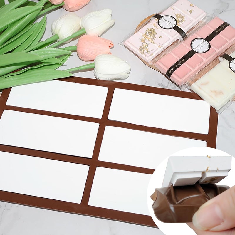BZIDII Wax Melt Molds Silicone,Chocolate Bar Mold for Stuffed Bar,Chocolate Candy Molds,Thick Silicone Candle Mold with 100pcs Storage Bags （2 Style） - Image 5